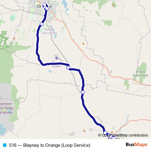 516 bus Line Map