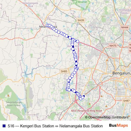 516 bus Line Map