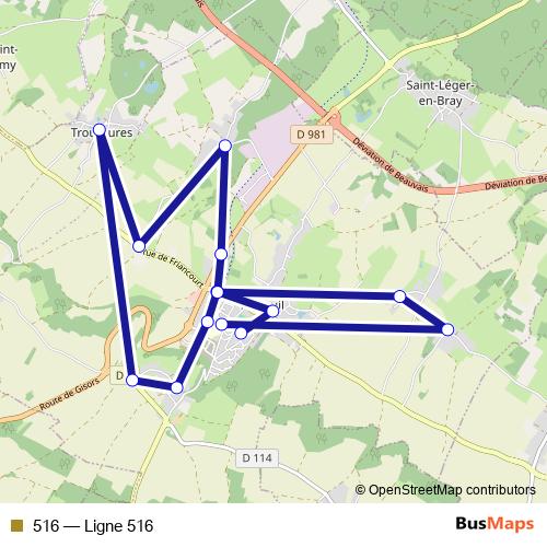 516 bus Line Map