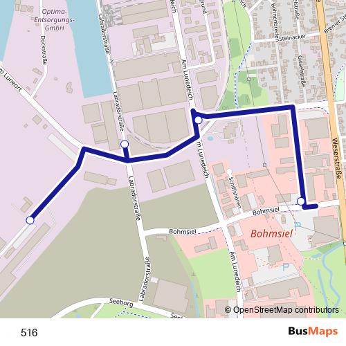 516 bus Line Map