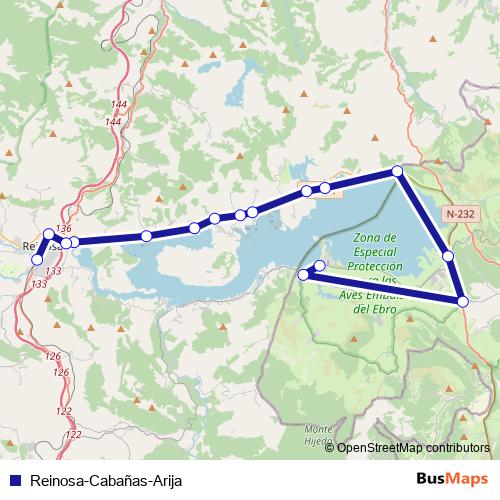Reinosa-Cabañas-Arija bus Line Map