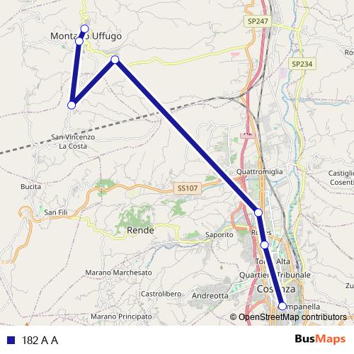 182 A A bus Line Map