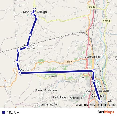 182 A A bus Line Map