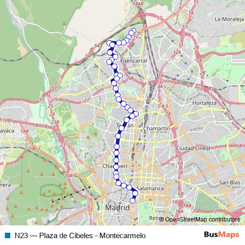 N23 bus Line Map