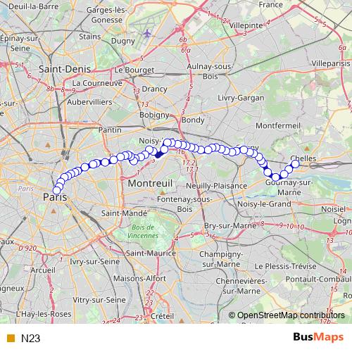 N23 bus Line Map