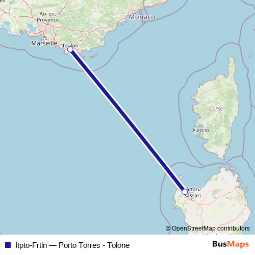 Itpto-Frtln ferry Line Map