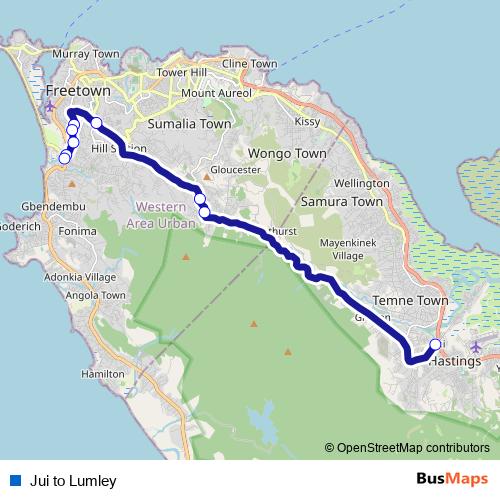 Jui to Lumley bus Line Map