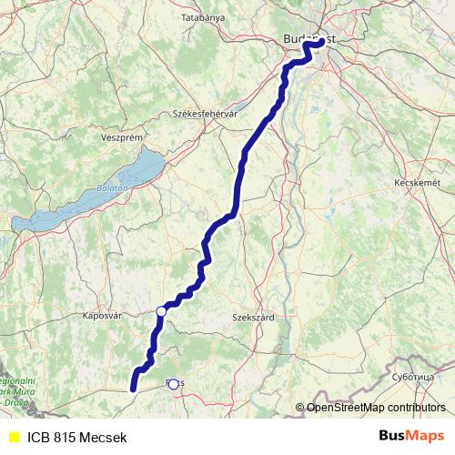 ICB 815 Mecsek bus Line Map