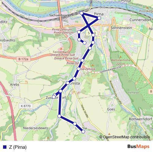 Z (Pirna) bus Line Map
