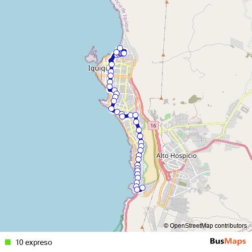 10 expreso bus Line Map