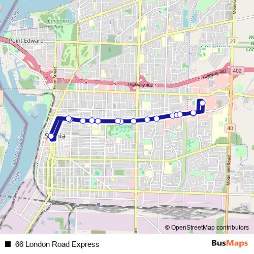 66 London Road Express bus Line Map
