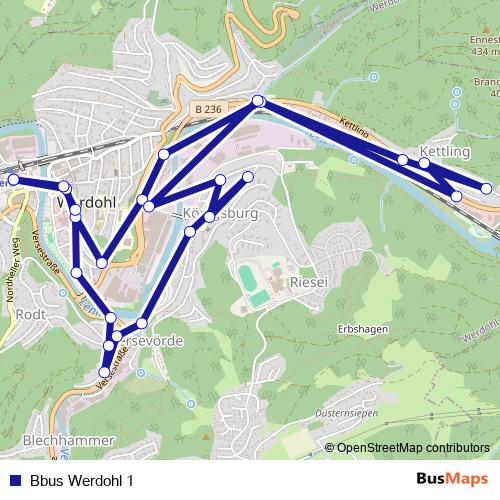 Bbus Werdohl 1 bus Line Map
