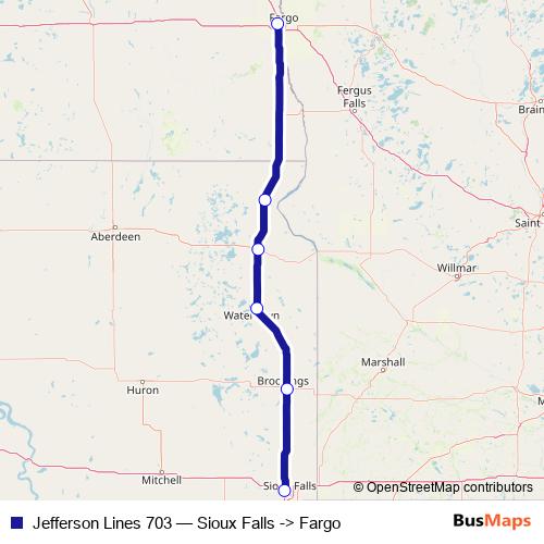 Jefferson Lines 703 bus Line Map