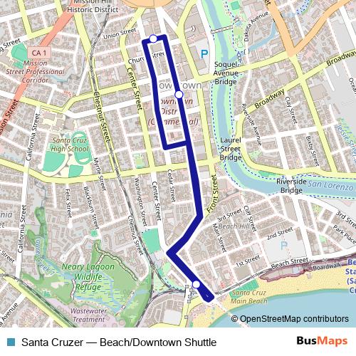 Santa Cruzer bus Line Map