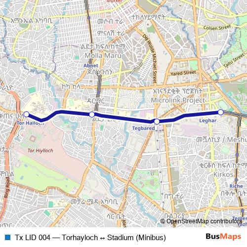 Tx LID 004 bus Line Map