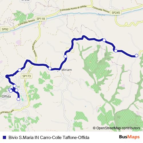 Bivio S.Maria IN Carro-Colle Taffone-Offida bus Line Map