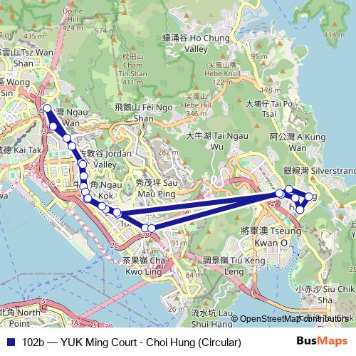 102b bus Line Map