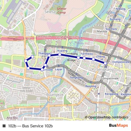 102b bus Line Map