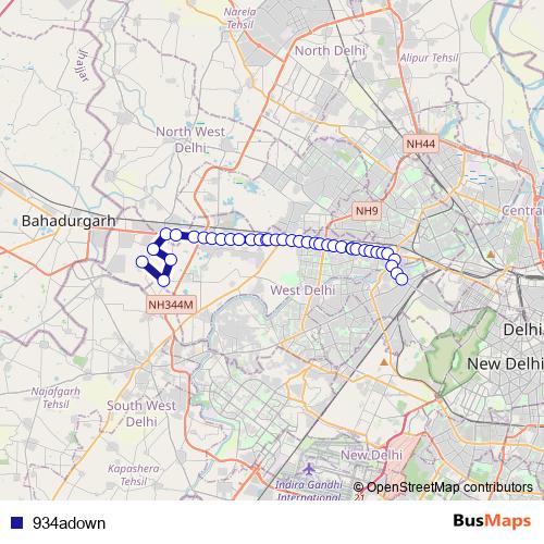 934adown bus Line Map