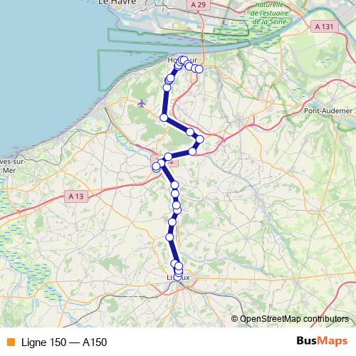 Ligne 150 bus Line Map