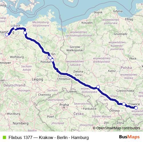 Flixbus 1377 bus Line Map