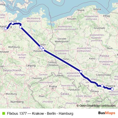Flixbus 1377 bus Line Map