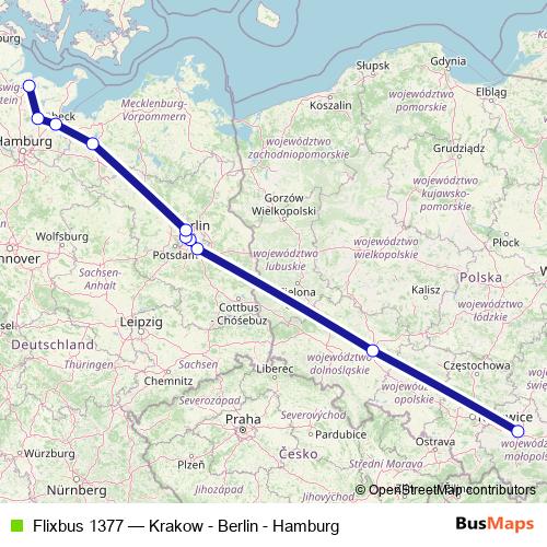 Flixbus 1377 bus Line Map