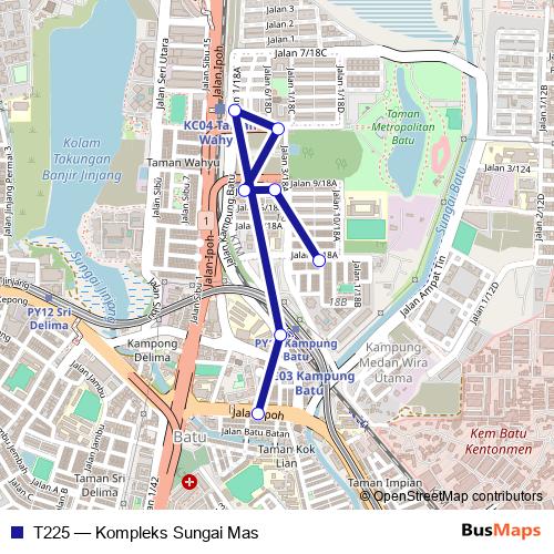 T225 bus Line Map