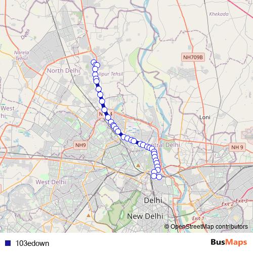 103edown bus Line Map
