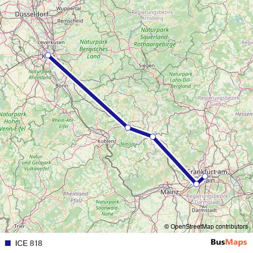 ICE 818 rail Line Map