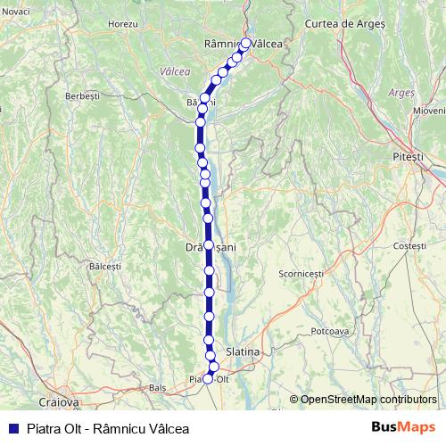 Piatra Olt - Râmnicu Vâlcea rail Line Map
