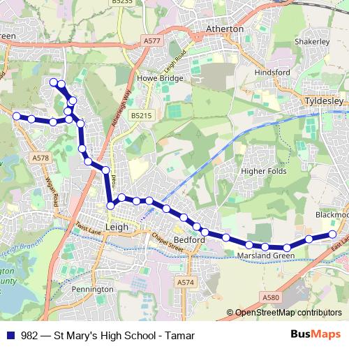 982 bus Line Map