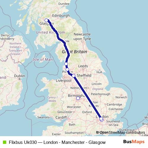 Flixbus Uk030 bus Line Map