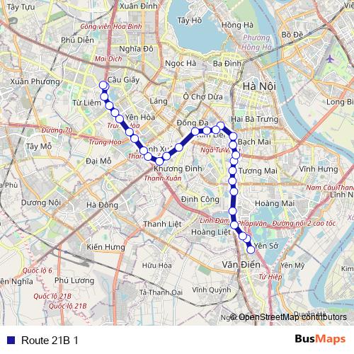 Route 21B 1 bus Line Map