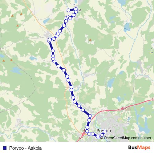 Porvoo - Askola bus Line Map