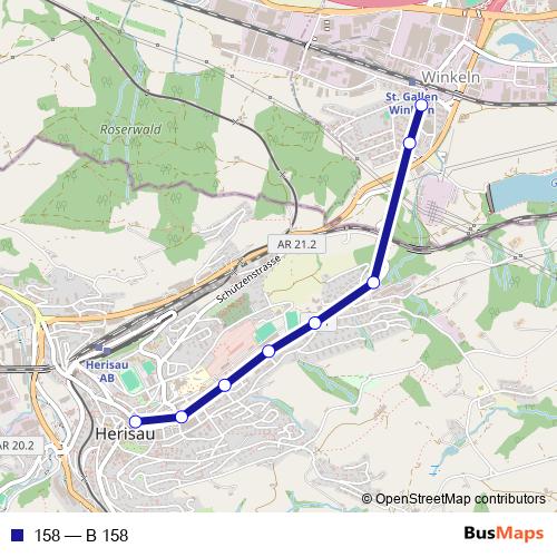 158 bus Line Map