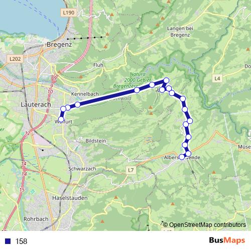 158 bus Line Map