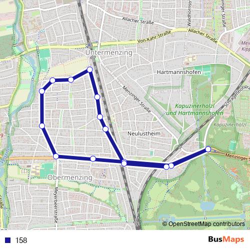 158 bus Line Map