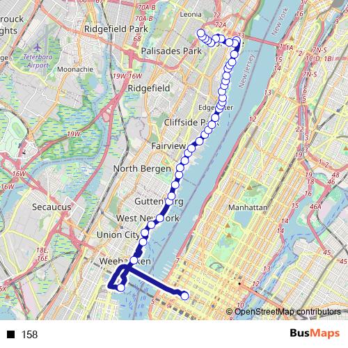 158 bus Line Map