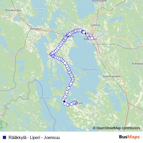 Rääkkylä - Liperi - Joensuu bus Line Map