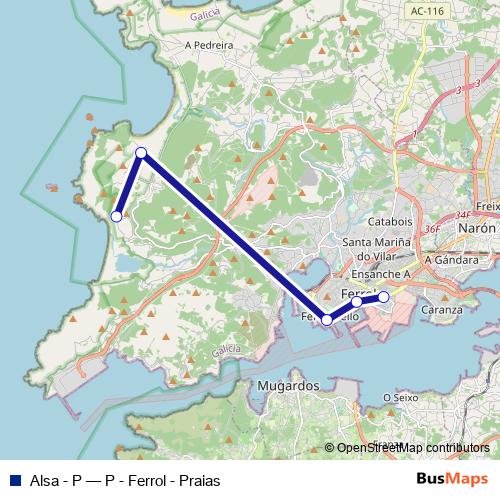 Alsa - P bus Line Map