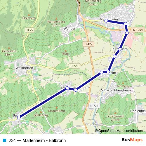 234 bus Line Map