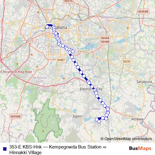 353-E KBS-Hnk bus Line Map