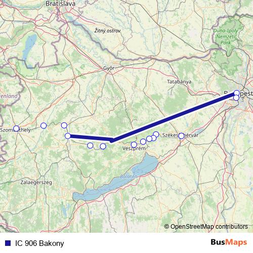 IC 906 Bakony rail Line Map