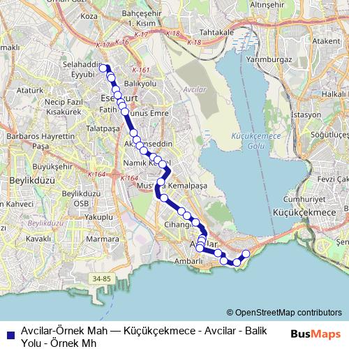 Avcilar-Örnek Mah bus Line Map