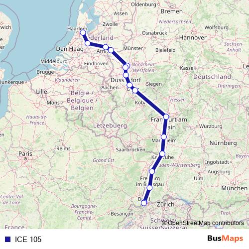 ICE 105 rail Line Map