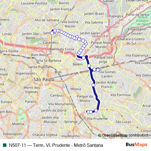 N507-11 bus Line Map