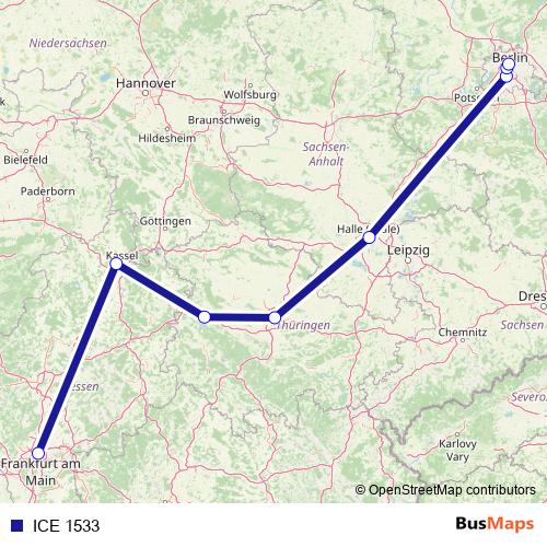 ICE 1533 rail Line Map