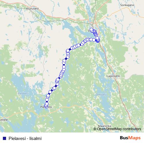 Pielavesi - Iisalmi bus Line Map