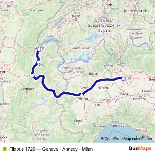 Flixbus 1726 bus Line Map